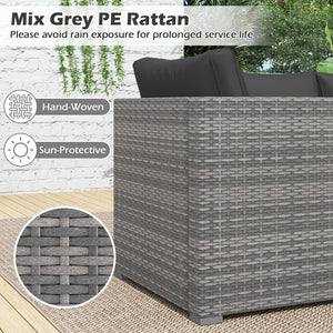 Hand-woven and sun-protective PE rattan for lasting use and beauty<br>Sponge-filled back and seat cushions offer additional coziness<br>Easy to remove and wash cushion covers with convenient zippers<br>Built-in armrests provide more support and relaxation