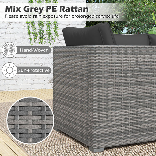 Hand-woven and sun-protective PE rattan for lasting use and beauty<br>Sponge-filled back and seat cushions offer additional coziness<br>Easy to remove and wash cushion covers with convenient zippers<br>Built-in armrests provide more support and relaxation