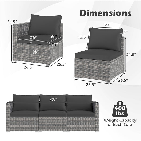 Hand-woven and sun-protective PE rattan for lasting use and beauty<br>Sponge-filled back and seat cushions offer additional coziness<br>Easy to remove and wash cushion covers with convenient zippers<br>Built-in armrests provide more support and relaxation
