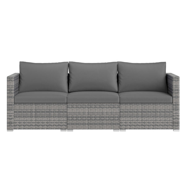 Hand-woven and sun-protective PE rattan for lasting use and beauty<br>Sponge-filled back and seat cushions offer additional coziness<br>Easy to remove and wash cushion covers with convenient zippers<br>Built-in armrests provide more support and relaxation