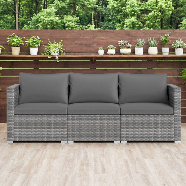 Hand-woven and sun-protective PE rattan for lasting use and beauty<br>Sponge-filled back and seat cushions offer additional coziness<br>Easy to remove and wash cushion covers with convenient zippers<br>Built-in armrests provide more support and relaxation