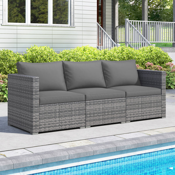 Hand-woven and sun-protective PE rattan for lasting use and beauty<br>Sponge-filled back and seat cushions offer additional coziness<br>Easy to remove and wash cushion covers with convenient zippers<br>Built-in armrests provide more support and relaxation