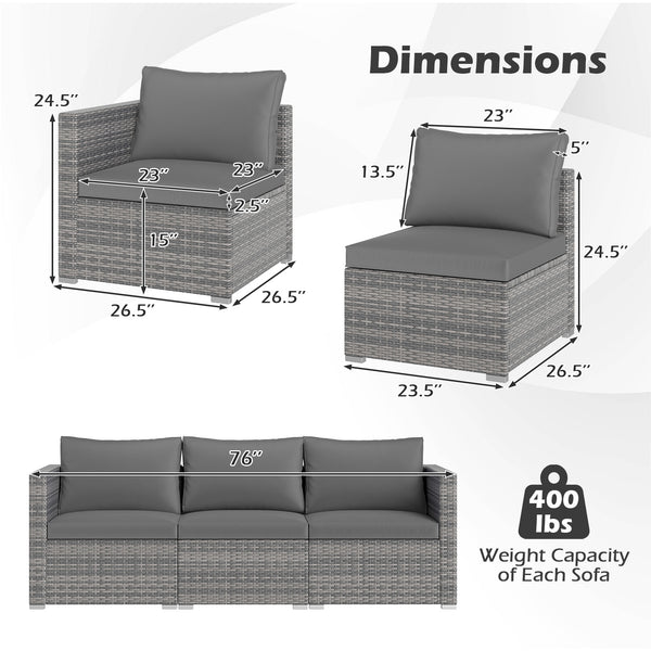 Hand-woven and sun-protective PE rattan for lasting use and beauty<br>Sponge-filled back and seat cushions offer additional coziness<br>Easy to remove and wash cushion covers with convenient zippers<br>Built-in armrests provide more support and relaxation