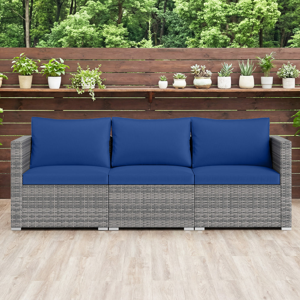 Hand-woven and sun-protective PE rattan for lasting use and beauty<br>Sponge-filled back and seat cushions offer additional coziness<br>Easy to remove and wash cushion covers with convenient zippers<br>Built-in armrests provide more support and relaxation
