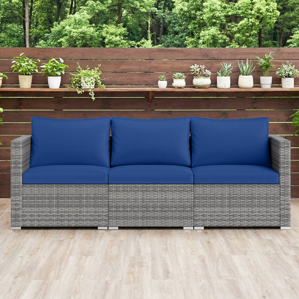 Hand-woven and sun-protective PE rattan for lasting use and beauty<br>Sponge-filled back and seat cushions offer additional coziness<br>Easy to remove and wash cushion covers with convenient zippers<br>Built-in armrests provide more support and relaxation