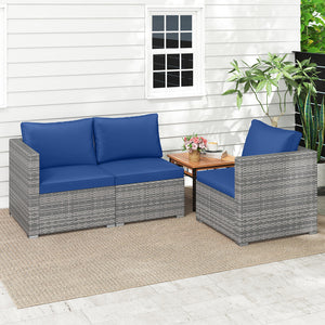 Hand-woven and sun-protective PE rattan for lasting use and beauty<br>Sponge-filled back and seat cushions offer additional coziness<br>Easy to remove and wash cushion covers with convenient zippers<br>Built-in armrests provide more support and relaxation