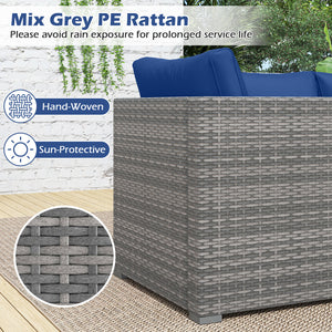Hand-woven and sun-protective PE rattan for lasting use and beauty<br>Sponge-filled back and seat cushions offer additional coziness<br>Easy to remove and wash cushion covers with convenient zippers<br>Built-in armrests provide more support and relaxation