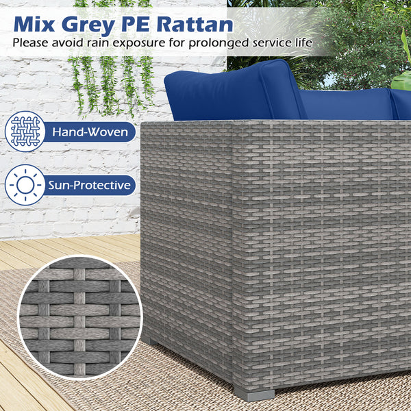 Hand-woven and sun-protective PE rattan for lasting use and beauty<br>Sponge-filled back and seat cushions offer additional coziness<br>Easy to remove and wash cushion covers with convenient zippers<br>Built-in armrests provide more support and relaxation