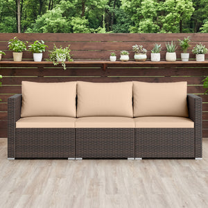 Hand-woven and sun-protective PE rattan for lasting use and beauty<br>Sponge-filled back and seat cushions offer additional coziness<br>Easy to remove and wash cushion covers with convenient zippers<br>Built-in armrests provide more support and relaxation