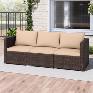 Hand-woven and sun-protective PE rattan for lasting use and beauty<br>Sponge-filled back and seat cushions offer additional coziness<br>Easy to remove and wash cushion covers with convenient zippers<br>Built-in armrests provide more support and relaxation