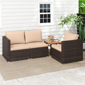 Hand-woven and sun-protective PE rattan for lasting use and beauty<br>Sponge-filled back and seat cushions offer additional coziness<br>Easy to remove and wash cushion covers with convenient zippers<br>Built-in armrests provide more support and relaxation
