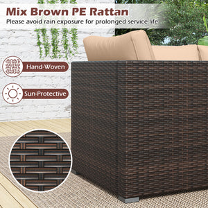 Hand-woven and sun-protective PE rattan for lasting use and beauty<br>Sponge-filled back and seat cushions offer additional coziness<br>Easy to remove and wash cushion covers with convenient zippers<br>Built-in armrests provide more support and relaxation