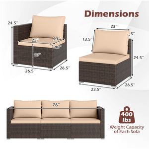 Hand-woven and sun-protective PE rattan for lasting use and beauty<br>Sponge-filled back and seat cushions offer additional coziness<br>Easy to remove and wash cushion covers with convenient zippers<br>Built-in armrests provide more support and relaxation