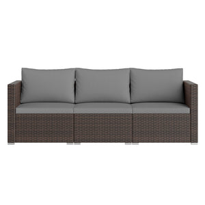 Hand-woven and sun-protective PE rattan for lasting use and beauty<br>Sponge-filled back and seat cushions offer additional coziness<br>Easy to remove and wash cushion covers with convenient zippers<br>Built-in armrests provide more support and relaxation