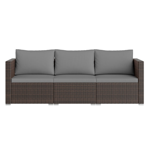 Hand-woven and sun-protective PE rattan for lasting use and beauty<br>Sponge-filled back and seat cushions offer additional coziness<br>Easy to remove and wash cushion covers with convenient zippers<br>Built-in armrests provide more support and relaxation