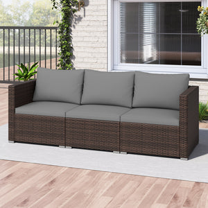 Hand-woven and sun-protective PE rattan for lasting use and beauty<br>Sponge-filled back and seat cushions offer additional coziness<br>Easy to remove and wash cushion covers with convenient zippers<br>Built-in armrests provide more support and relaxation