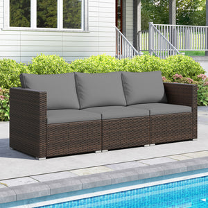 Hand-woven and sun-protective PE rattan for lasting use and beauty<br>Sponge-filled back and seat cushions offer additional coziness<br>Easy to remove and wash cushion covers with convenient zippers<br>Built-in armrests provide more support and relaxation