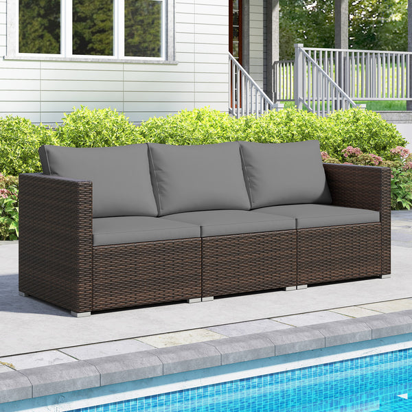 Hand-woven and sun-protective PE rattan for lasting use and beauty<br>Sponge-filled back and seat cushions offer additional coziness<br>Easy to remove and wash cushion covers with convenient zippers<br>Built-in armrests provide more support and relaxation
