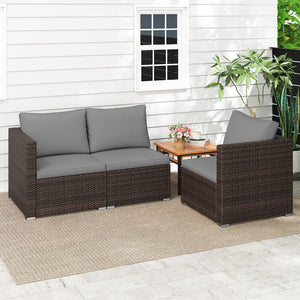 Hand-woven and sun-protective PE rattan for lasting use and beauty<br>Sponge-filled back and seat cushions offer additional coziness<br>Easy to remove and wash cushion covers with convenient zippers<br>Built-in armrests provide more support and relaxation