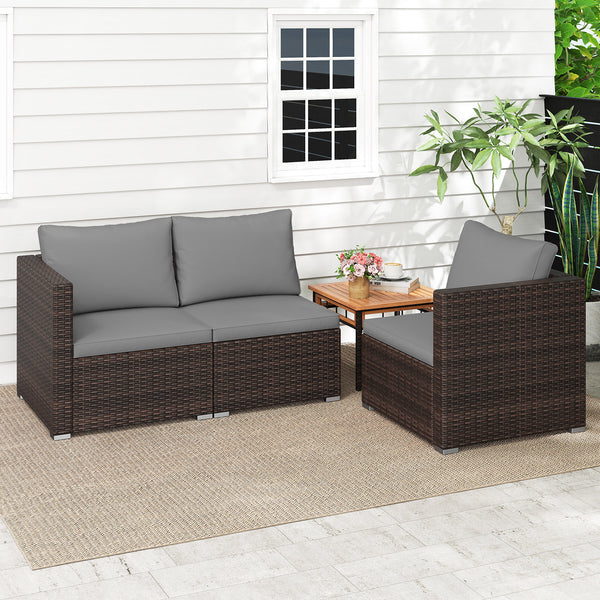 Hand-woven and sun-protective PE rattan for lasting use and beauty<br>Sponge-filled back and seat cushions offer additional coziness<br>Easy to remove and wash cushion covers with convenient zippers<br>Built-in armrests provide more support and relaxation