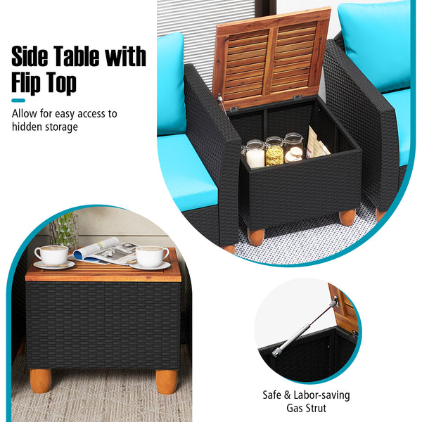 The heavy-duty steel frame adds sturdiness to the sofa set <br>Premium rattan is breathable and can serve for a long time <br>Soft sponge cushions will provide you excellent comfort <br>Cover with the zipper of the cushion is convenient to be washed <br>W