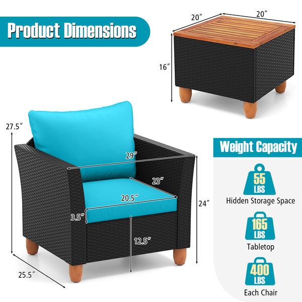 The heavy-duty steel frame adds sturdiness to the sofa set <br>Premium rattan is breathable and can serve for a long time <br>Soft sponge cushions will provide you excellent comfort <br>Cover with the zipper of the cushion is convenient to be washed <br>W