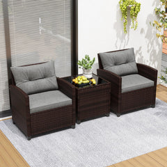 The strong and sturdy steel frame ensures the sturdiness of the set<br>Hand-woven rattan can withstand moderate rain or wind in outdoor<br>A wide armrest in suitable height is good for supporting and relaxing your arm<br>Thick and soft cushion with a high