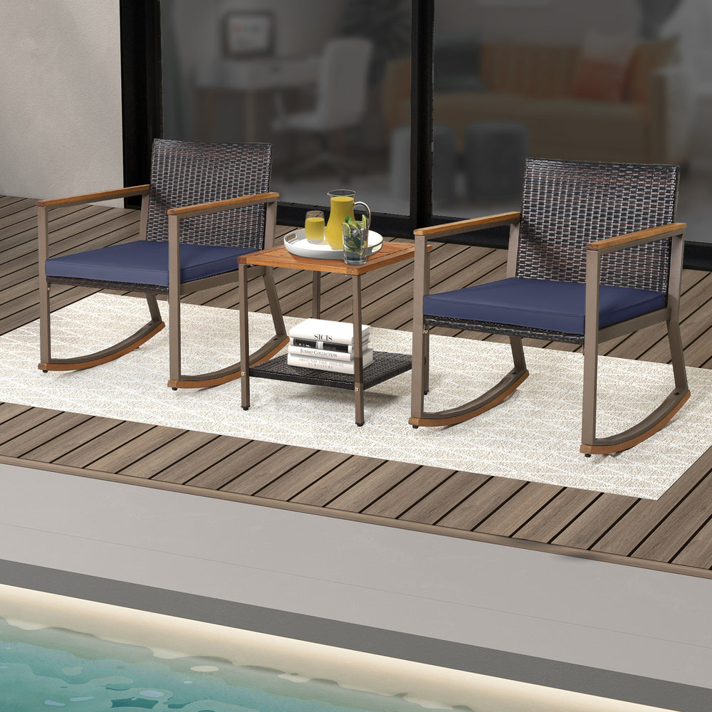 Gentle rocking function relieves your fatigue and stress<br>Comfortable to sit with ergonomic backrest and soft seat cushions<br>Smooth zippers for easy removal and maintenance of cushion cover<br>Hand-woven mix brown PE rattan is ideal for long-time outd