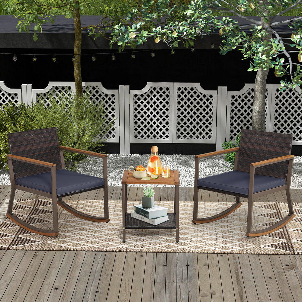 Gentle rocking function relieves your fatigue and stress<br>Comfortable to sit with ergonomic backrest and soft seat cushions<br>Smooth zippers for easy removal and maintenance of cushion cover<br>Hand-woven mix brown PE rattan is ideal for long-time outd