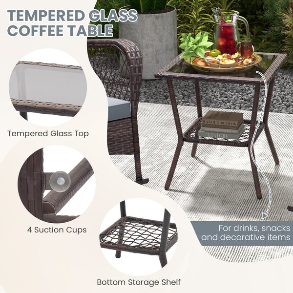 Rock smooth and safely with anti-slip mats and stoppers<br>Wrapped with premium PE rattan for elegance<br>Soft cushions and pillows make you more comfortable<br>Curved armrests for more coziness<br>Heavy-duty metal frame offers strong support<br>Smooth zi