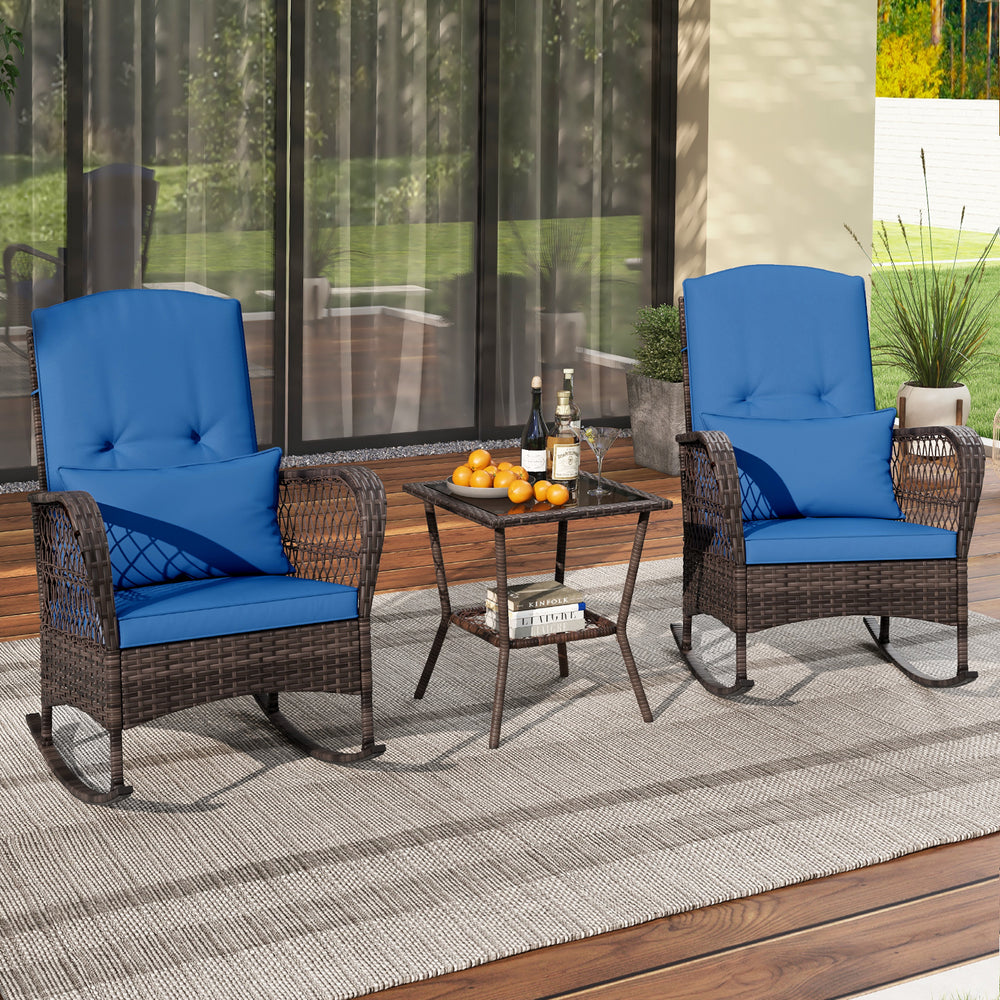 Rock smooth and safely with anti-slip mats and stoppers<br>Wrapped with premium PE rattan for elegance<br>Soft cushions and pillows make you more comfortable<br>Curved armrests for more coziness<br>Heavy-duty metal frame offers strong support<br>Smooth zi