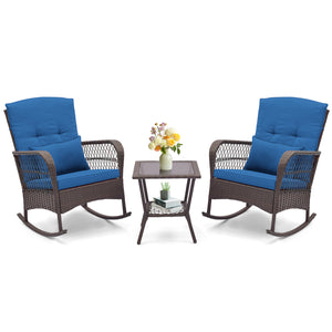 Rock smooth and safely with anti-slip mats and stoppers<br>Wrapped with premium PE rattan for elegance<br>Soft cushions and pillows make you more comfortable<br>Curved armrests for more coziness<br>Heavy-duty metal frame offers strong support<br>Smooth zi