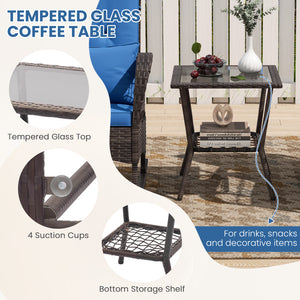 Rock smooth and safely with anti-slip mats and stoppers<br>Wrapped with premium PE rattan for elegance<br>Soft cushions and pillows make you more comfortable<br>Curved armrests for more coziness<br>Heavy-duty metal frame offers strong support<br>Smooth zi