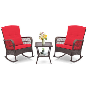 Rock smooth and safely with anti-slip mats and stoppers<br>Wrapped with premium PE rattan for elegance<br>Soft cushions and pillows make you more comfortable<br>Curved armrests for more coziness<br>Heavy-duty metal frame offers strong support<br>Smooth zi