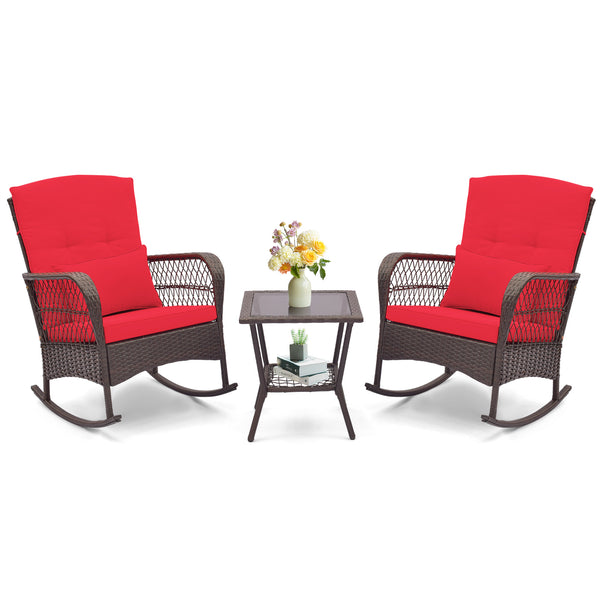 Rock smooth and safely with anti-slip mats and stoppers<br>Wrapped with premium PE rattan for elegance<br>Soft cushions and pillows make you more comfortable<br>Curved armrests for more coziness<br>Heavy-duty metal frame offers strong support<br>Smooth zi