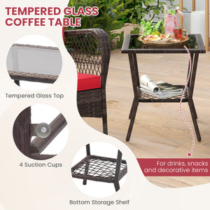 Rock smooth and safely with anti-slip mats and stoppers<br>Wrapped with premium PE rattan for elegance<br>Soft cushions and pillows make you more comfortable<br>Curved armrests for more coziness<br>Heavy-duty metal frame offers strong support<br>Smooth zi