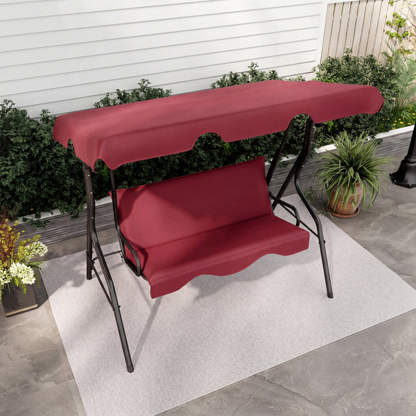 Brand new and high quality<br>Providing three comfortable seats<br>With a waterproof top canopy  protecting you from ultraviolet ray and drizzle<br>Black steel frame  durable and sturdy<br>Add comfort With seat and back cushion<br>Assembly needed and hard