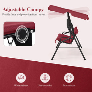 Brand new and high quality<br>Providing three comfortable seats<br>With a waterproof top canopy  protecting you from ultraviolet ray and drizzle<br>Black steel frame  durable and sturdy<br>Add comfort With seat and back cushion<br>Assembly needed and hard