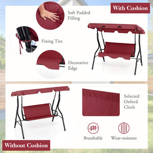 Brand new and high quality<br>Providing three comfortable seats<br>With a waterproof top canopy  protecting you from ultraviolet ray and drizzle<br>Black steel frame  durable and sturdy<br>Add comfort With seat and back cushion<br>Assembly needed and hard