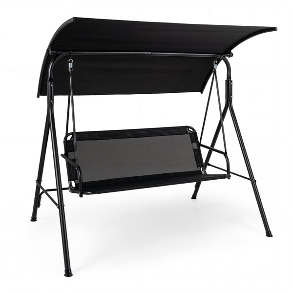 Adjustable canopy for customized shade throughout the day<br>Selected polyester fabric is sun-protective for lasting use<br>Breathable mesh fabric for cool and comfortable seating<br>3-seat design for relaxing with family and friends<br>Heavy-duty metal f