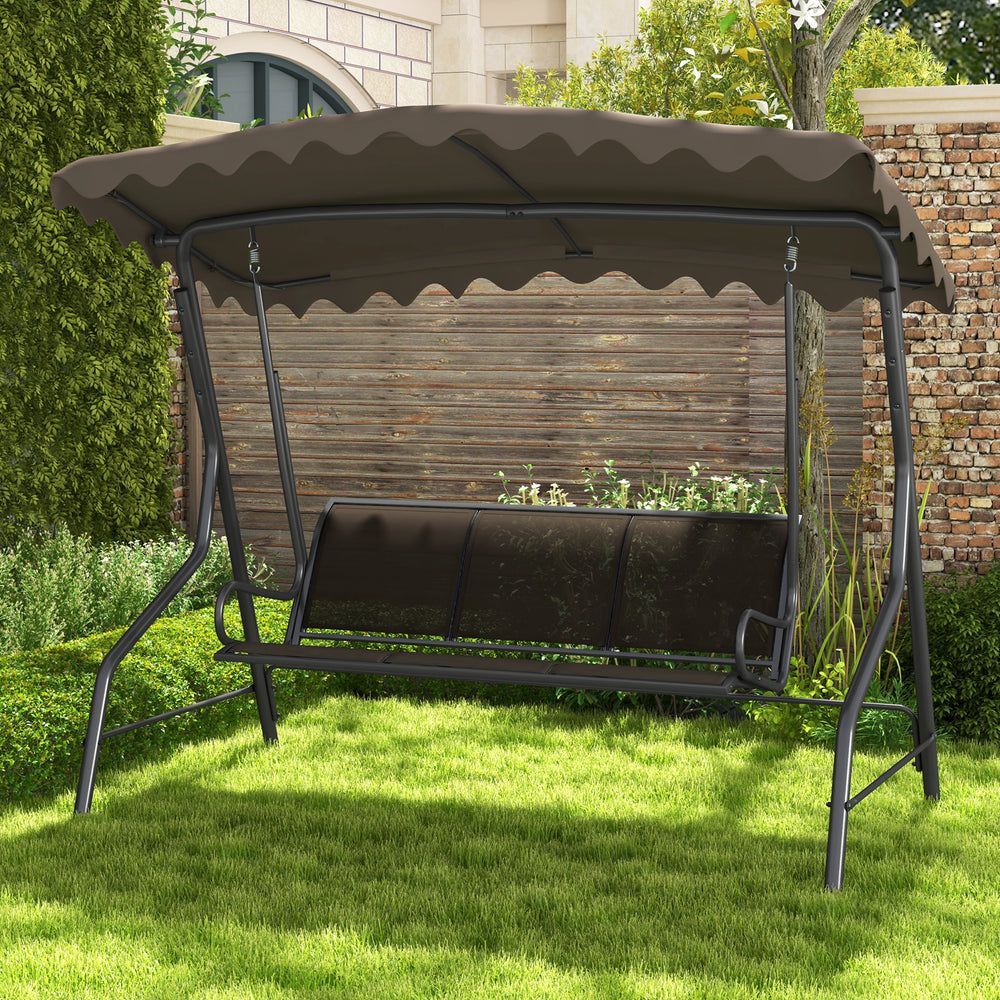 Constructed of robust metal frame for strong support<br>Load up to 1100 lbs  accommodating 3 people<br>Canopy can be adjusted for maximum sunshade<br>61" wide seat for family relaxation<br>Premium seat and back fabric is breathable to sit<br>Reinforced sp