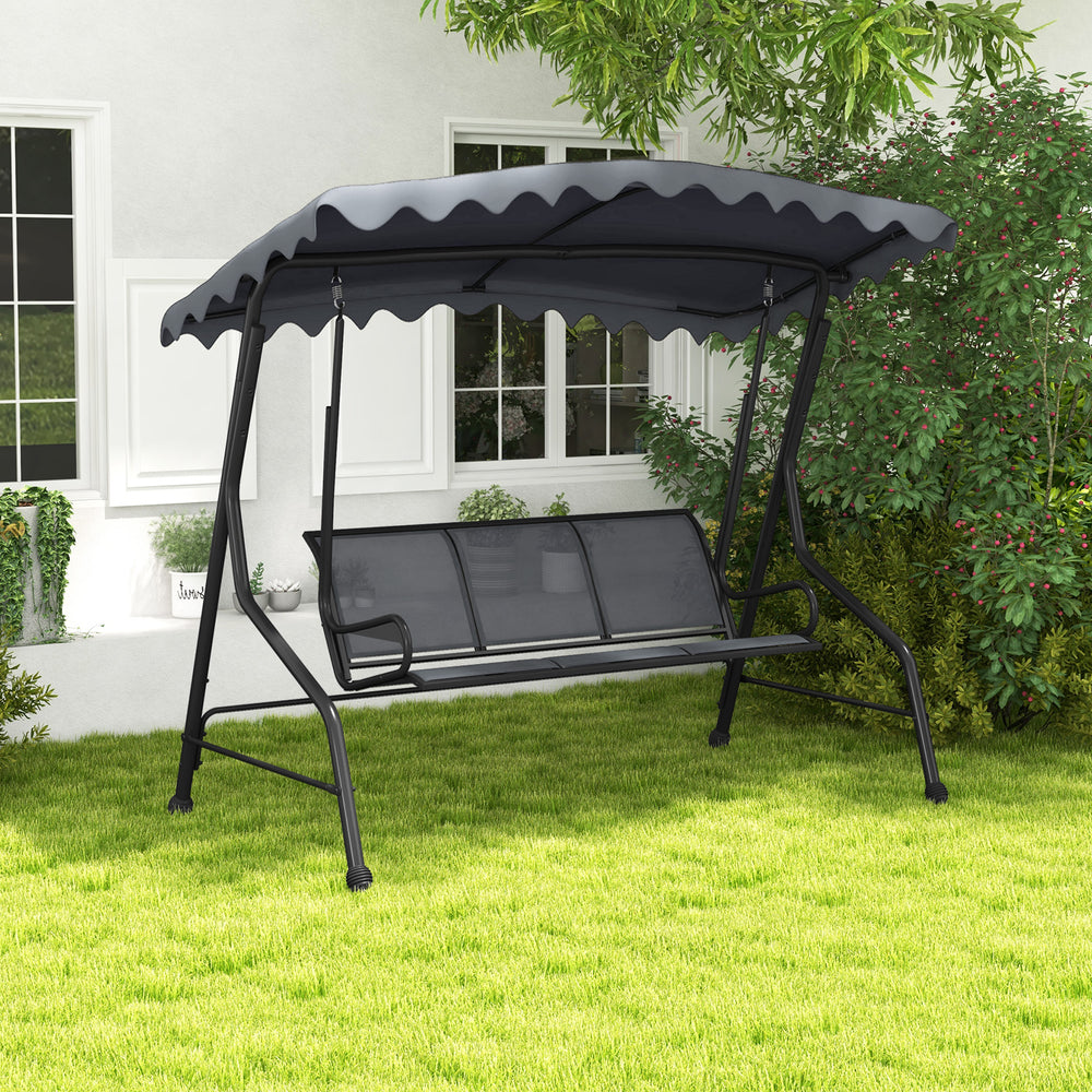 Constructed of robust metal frame for strong support<br>Load up to 1100 lbs  accommodating 3 people<br>Canopy can be adjusted for maximum sunshade<br>61" wide seat for family relaxation<br>Premium seat and back fabric is breathable to sit<br>Reinforced sp