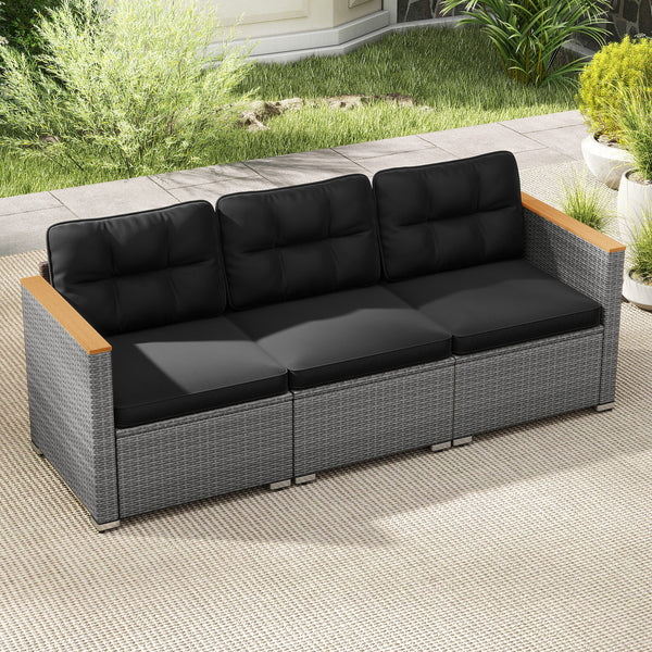 Ensure both beauty and longevity with hand-woven PE rattan<br>Its fade-resistant and sun-protective features for long-lasting use<br>3-person spacious seating ensures everyone has room to stretch out<br>Soft cushions with high-density sponges for a comfy 