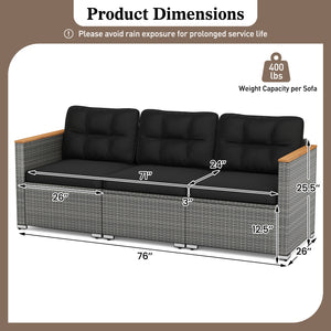 Ensure both beauty and longevity with hand-woven PE rattan<br>Its fade-resistant and sun-protective features for long-lasting use<br>3-person spacious seating ensures everyone has room to stretch out<br>Soft cushions with high-density sponges for a comfy 