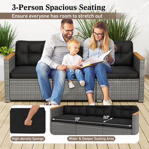 Ensure both beauty and longevity with hand-woven PE rattan<br>Its fade-resistant and sun-protective features for long-lasting use<br>3-person spacious seating ensures everyone has room to stretch out<br>Soft cushions with high-density sponges for a comfy 