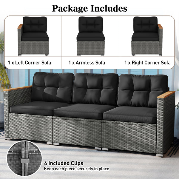 Ensure both beauty and longevity with hand-woven PE rattan<br>Its fade-resistant and sun-protective features for long-lasting use<br>3-person spacious seating ensures everyone has room to stretch out<br>Soft cushions with high-density sponges for a comfy 
