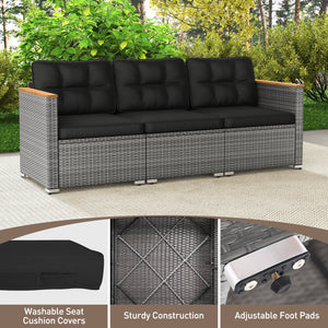 Ensure both beauty and longevity with hand-woven PE rattan<br>Its fade-resistant and sun-protective features for long-lasting use<br>3-person spacious seating ensures everyone has room to stretch out<br>Soft cushions with high-density sponges for a comfy 