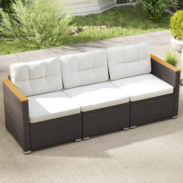 Ensure both beauty and longevity with hand-woven PE rattan<br>Its fade-resistant and sun-protective features for long-lasting use<br>3-person spacious seating ensures everyone has room to stretch out<br>Soft cushions with high-density sponges for a comfy 