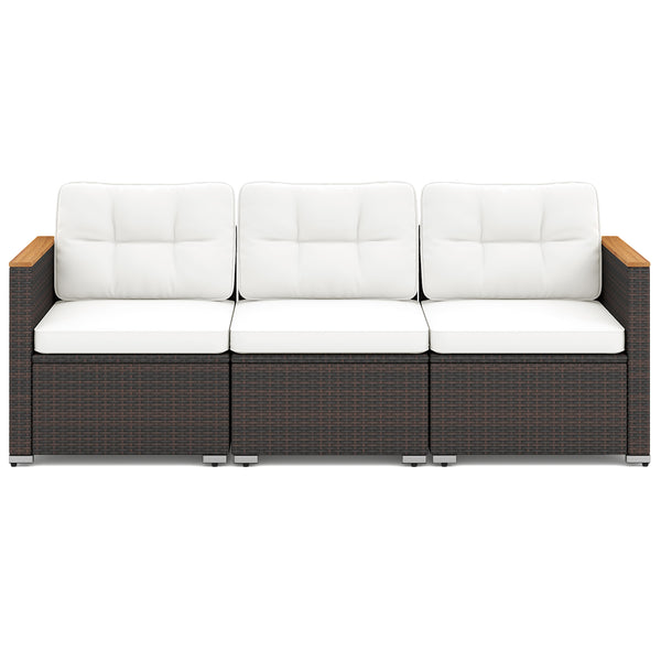 Ensure both beauty and longevity with hand-woven PE rattan<br>Its fade-resistant and sun-protective features for long-lasting use<br>3-person spacious seating ensures everyone has room to stretch out<br>Soft cushions with high-density sponges for a comfy 