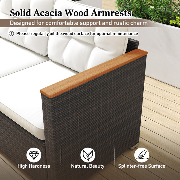 Ensure both beauty and longevity with hand-woven PE rattan<br>Its fade-resistant and sun-protective features for long-lasting use<br>3-person spacious seating ensures everyone has room to stretch out<br>Soft cushions with high-density sponges for a comfy 